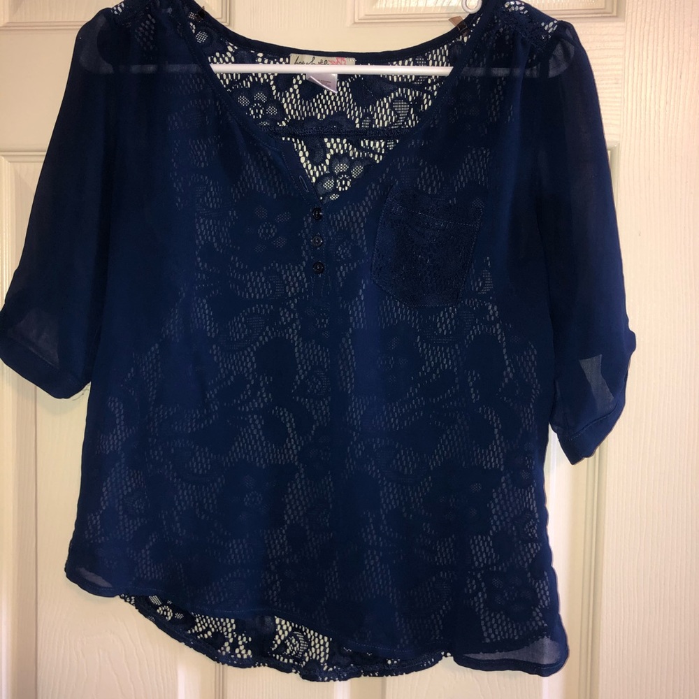Navy Sheer Blouse